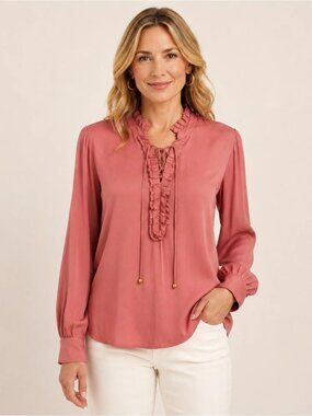 Rose Sandwashed Ruffle Blouse